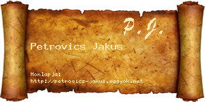 Petrovics Jakus névjegykártya